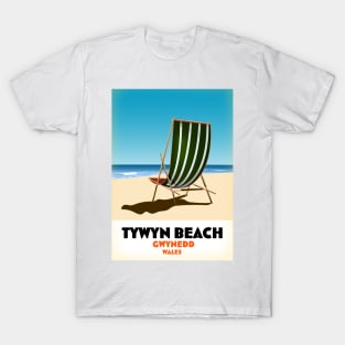 Tywyn beach Gwynedd Wales travel poster T-Shirt